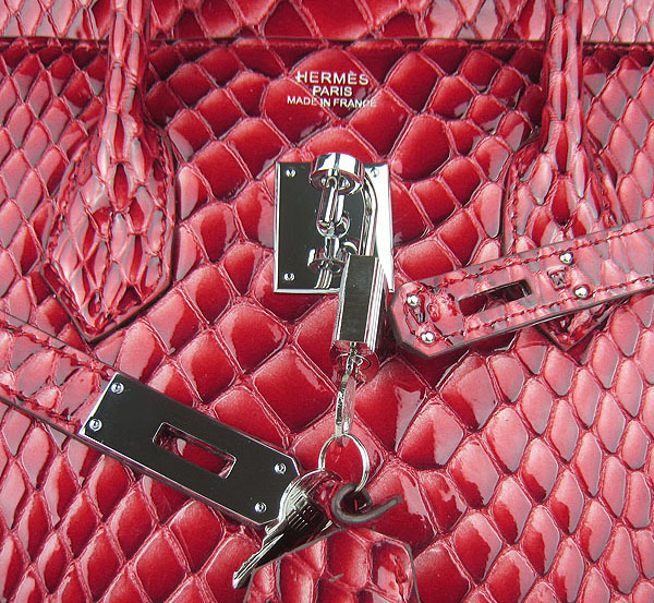 High Quality Fake Hermes Birkin 35CM Fish Veins Leather Bag Red 6089